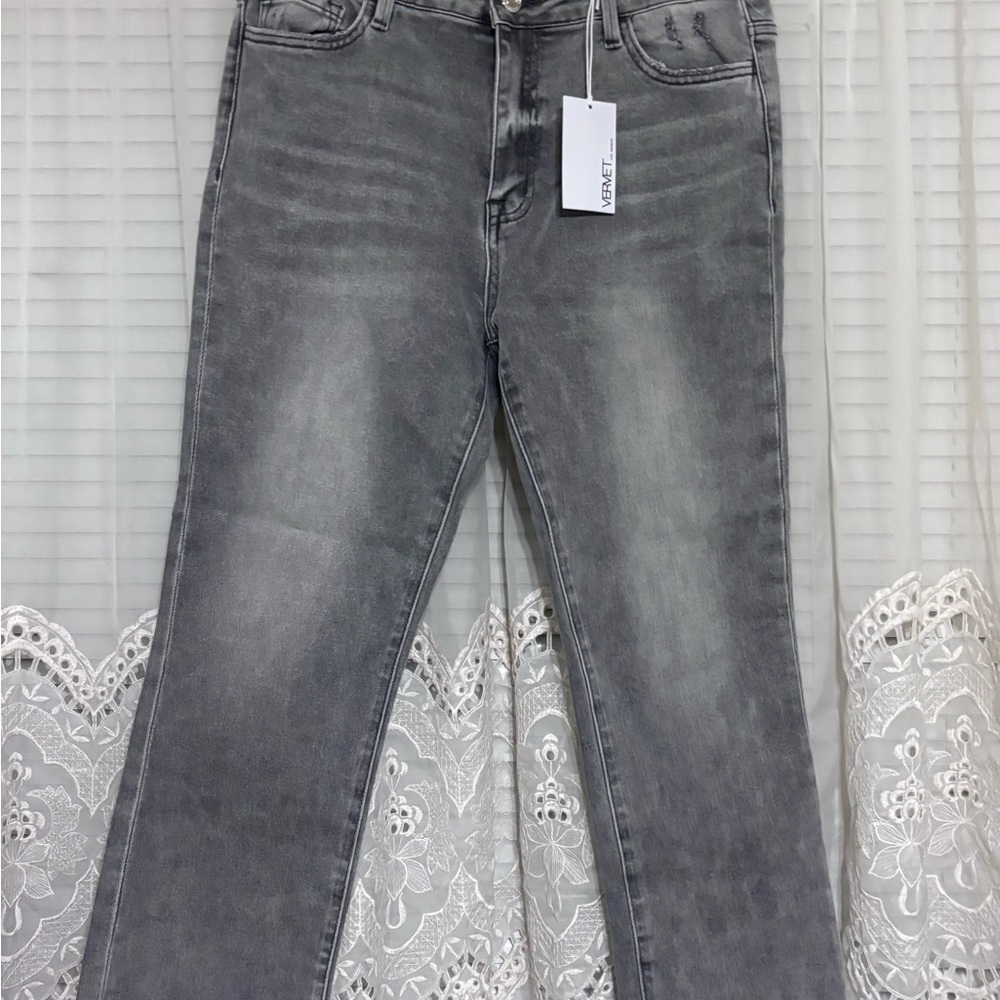 Elegant Gray Women's Flare Jeans